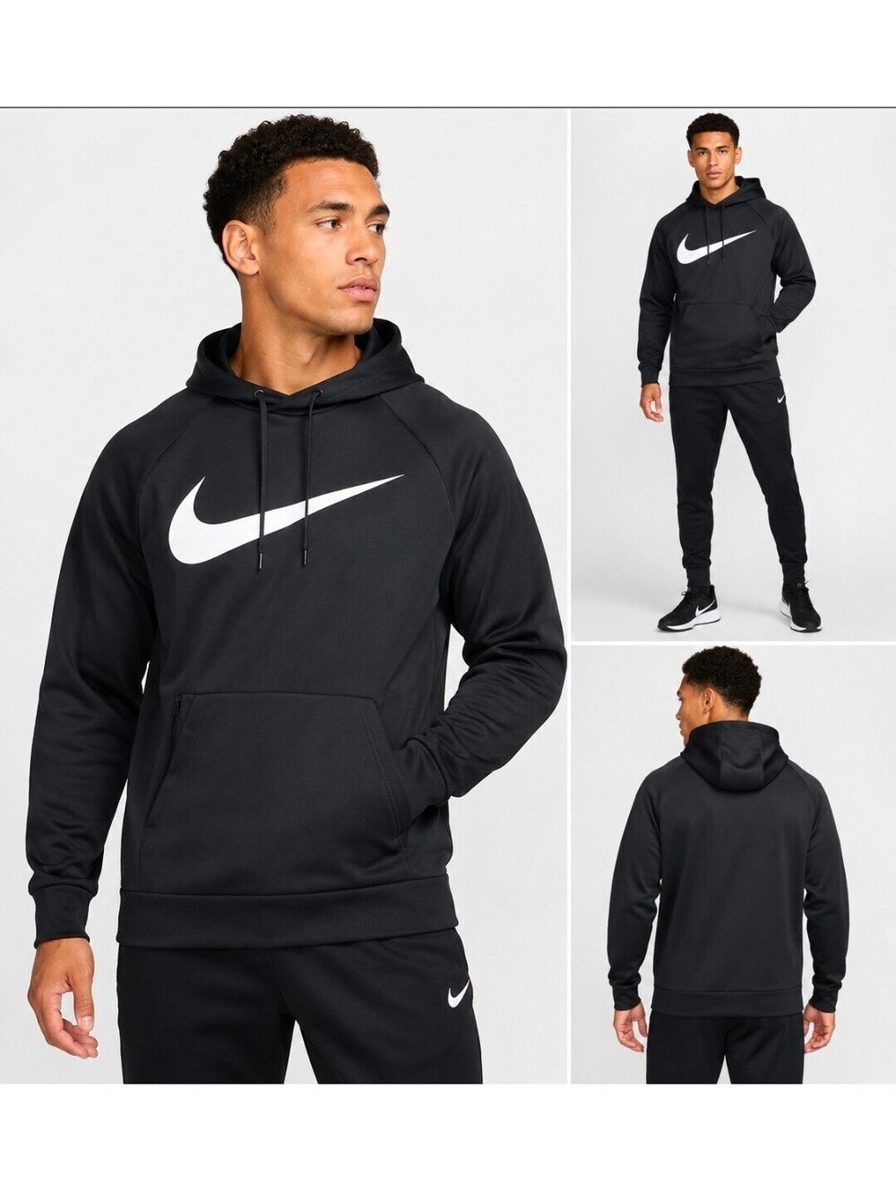 Nike Therma-FIT Men’s Medium Black Swoosh Pullover Hoodie NWT CU6238-010